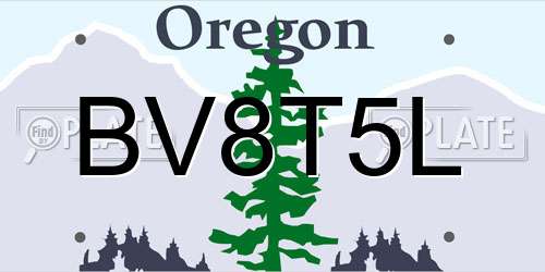 BV8T5L Oregon License Plate