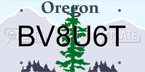 BV8U6T Oregon License Plate