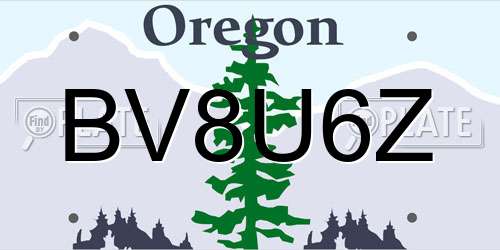 BV8U6Z Oregon License Plate