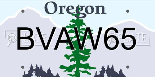BVAW65 Oregon License Plate