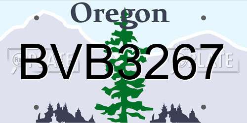 BVB3267 Oregon License Plate