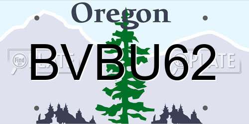 BVBU62 Oregon License Plate