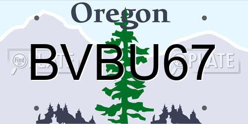 BVBU67 Oregon License Plate