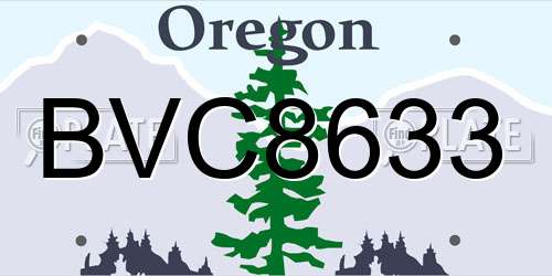 BVC8633 Oregon License Plate