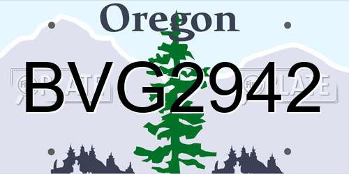 BVG2942 Oregon License Plate