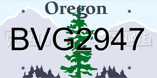 BVG2947 Oregon License Plate
