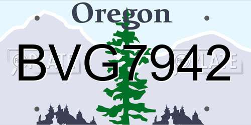 BVG7942 Oregon License Plate