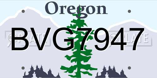 BVG7947 Oregon License Plate