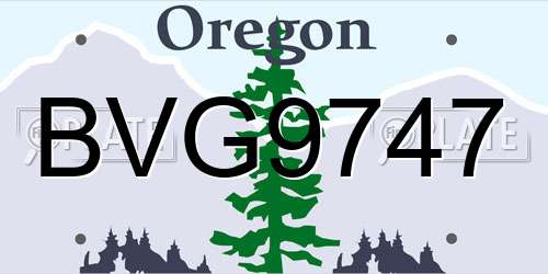 BVG9747 Oregon License Plate
