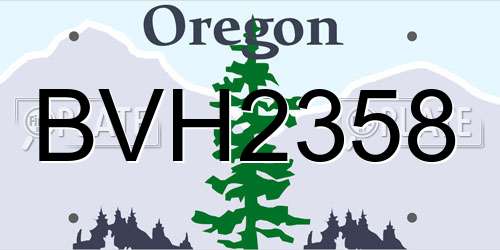 BVH2358 Oregon License Plate