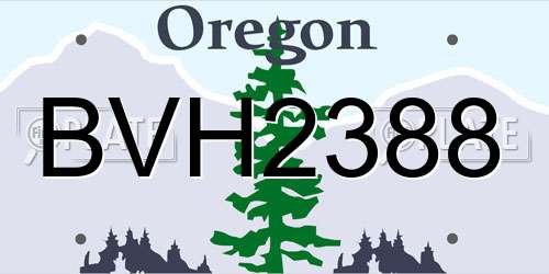 BVH2388 Oregon License Plate