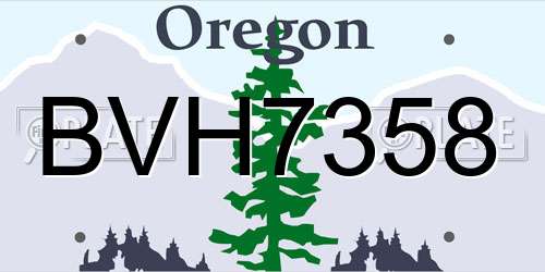 BVH7358 Oregon License Plate