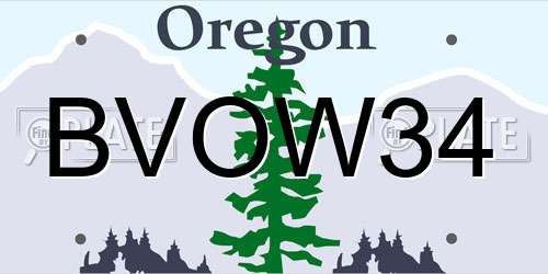 BVOW34 Oregon License Plate