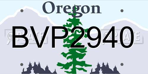 BVP2940 Oregon License Plate