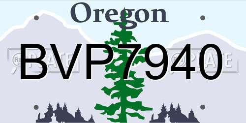 BVP7940 Oregon License Plate