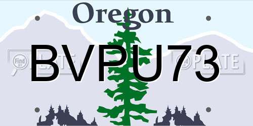 BVPU73 Oregon License Plate