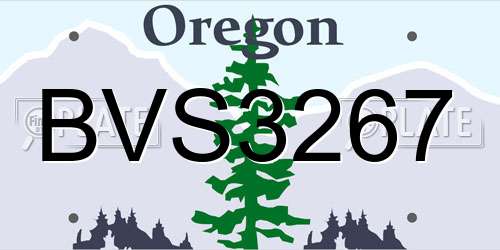 BVS3267 Oregon License Plate