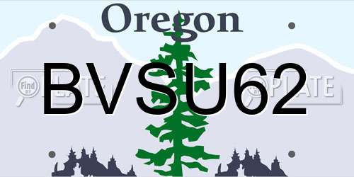 BVSU62 Oregon License Plate