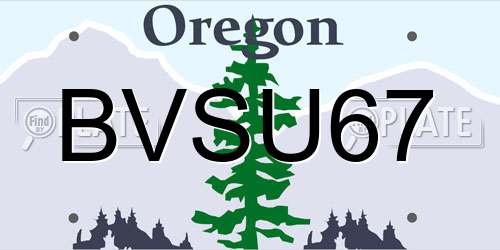 BVSU67 Oregon License Plate