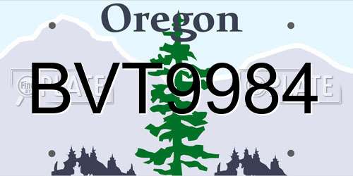 BVT9984 Oregon License Plate