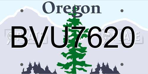 BVU7620 Oregon License Plate