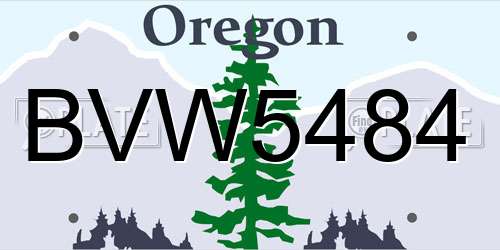 BVW5484 Oregon License Plate