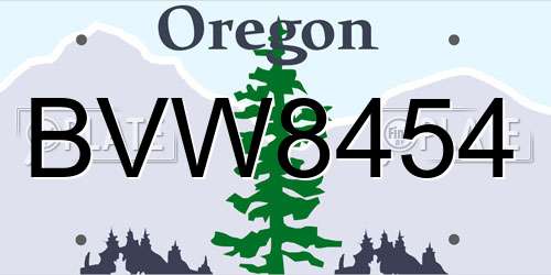 BVW8454 Oregon License Plate