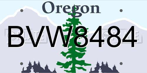 BVW8484 Oregon License Plate