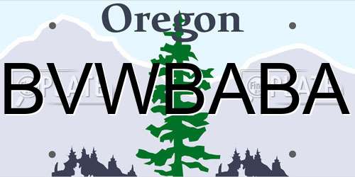 BVWBABA Oregon License Plate