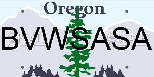 BVWSASA Oregon License Plate
