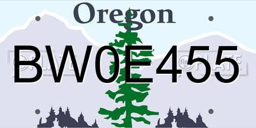 BW0E455 Oregon License Plate