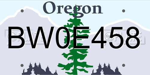 BW0E458 Oregon License Plate
