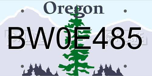 BW0E485 Oregon License Plate