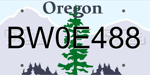 BW0E488 Oregon License Plate