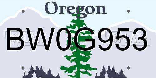 BW0G953 Oregon License Plate