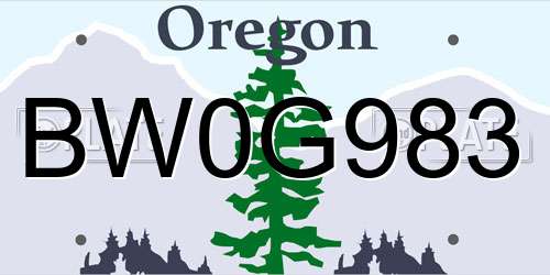 BW0G983 Oregon License Plate