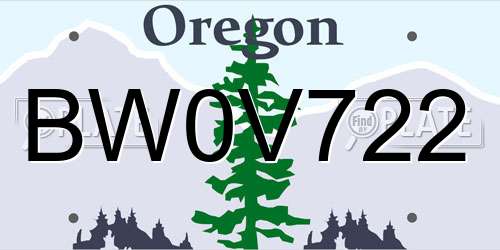 BW0V722 Oregon License Plate