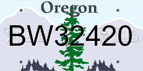 BW32420 Oregon License Plate