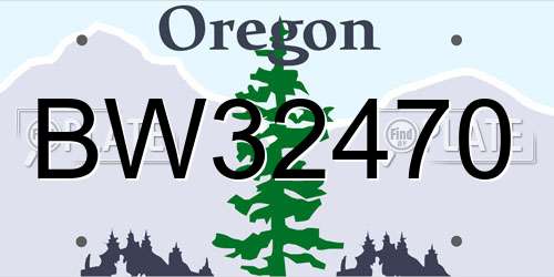 BW32470 Oregon License Plate