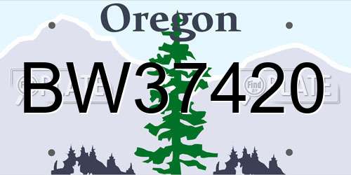 BW37420 Oregon License Plate