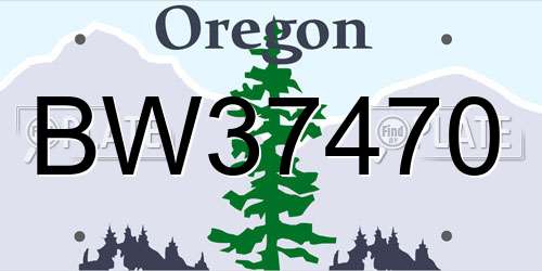 BW37470 Oregon License Plate