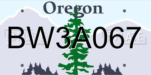 BW3A067 Oregon License Plate