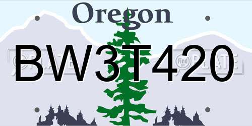 BW3T420 Oregon License Plate