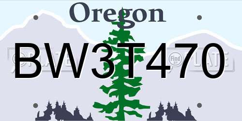 BW3T470 Oregon License Plate