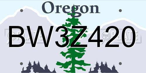 BW3Z420 Oregon License Plate