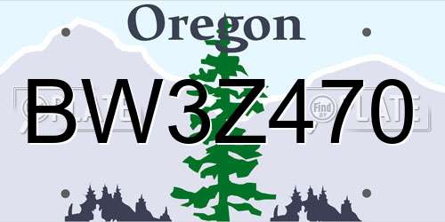 BW3Z470 Oregon License Plate