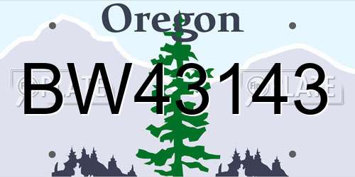 BW43143 Oregon License Plate