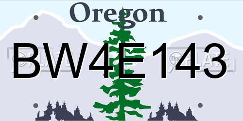 BW4E143 Oregon License Plate