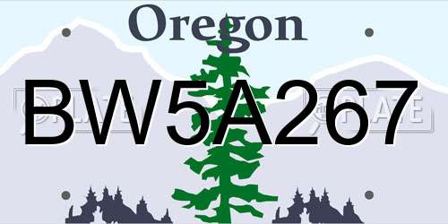 BW5A267 Oregon License Plate