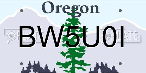 BW5U0I Oregon License Plate